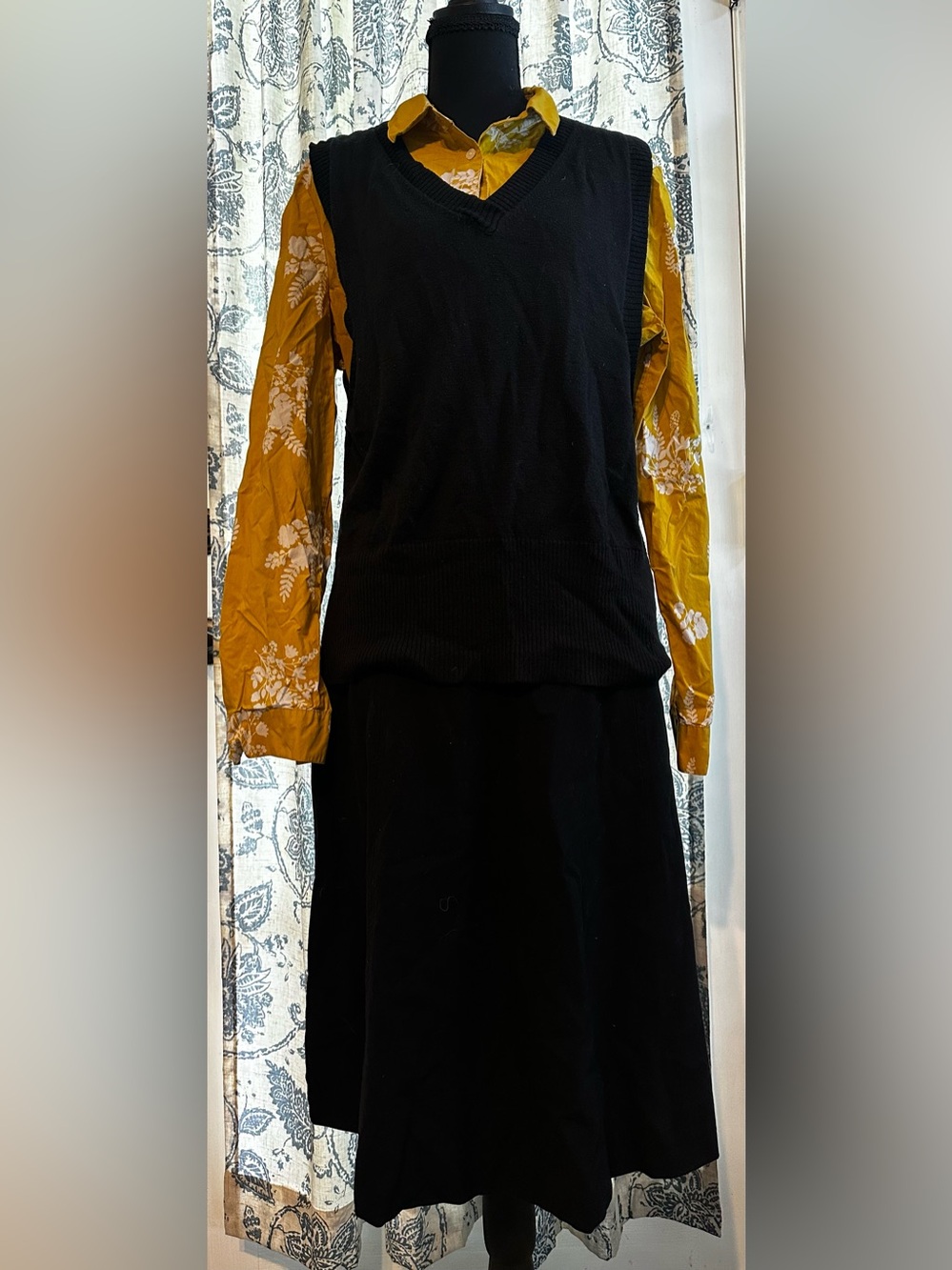 Christopher&Banks skirt, Chadwick’s sweater vest, Boden shirt outfit